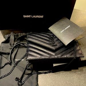 YSL small flap bag/WOC black chevron
